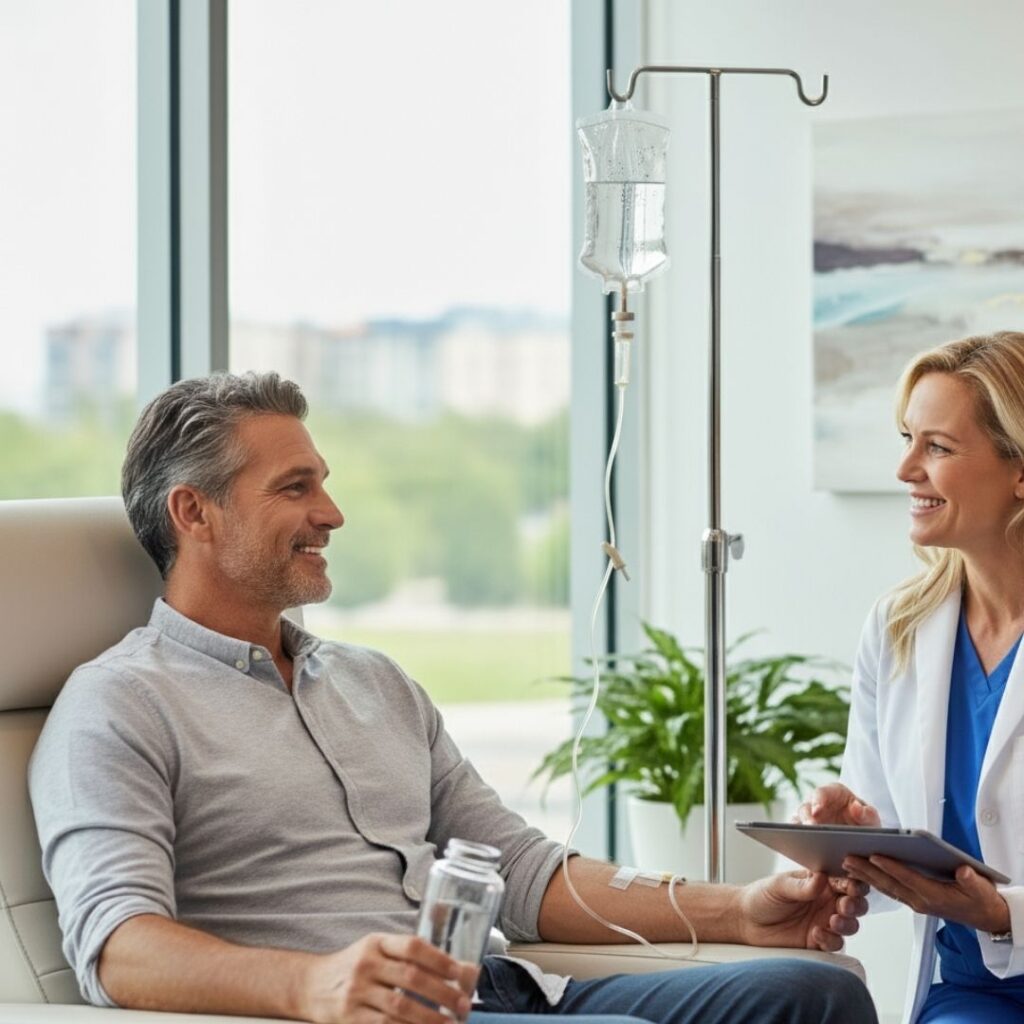 Man Getting IV Therapy 