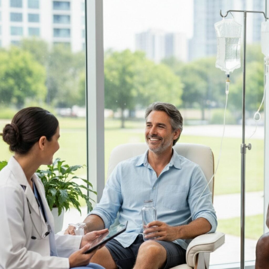 Man getting IV Therapy