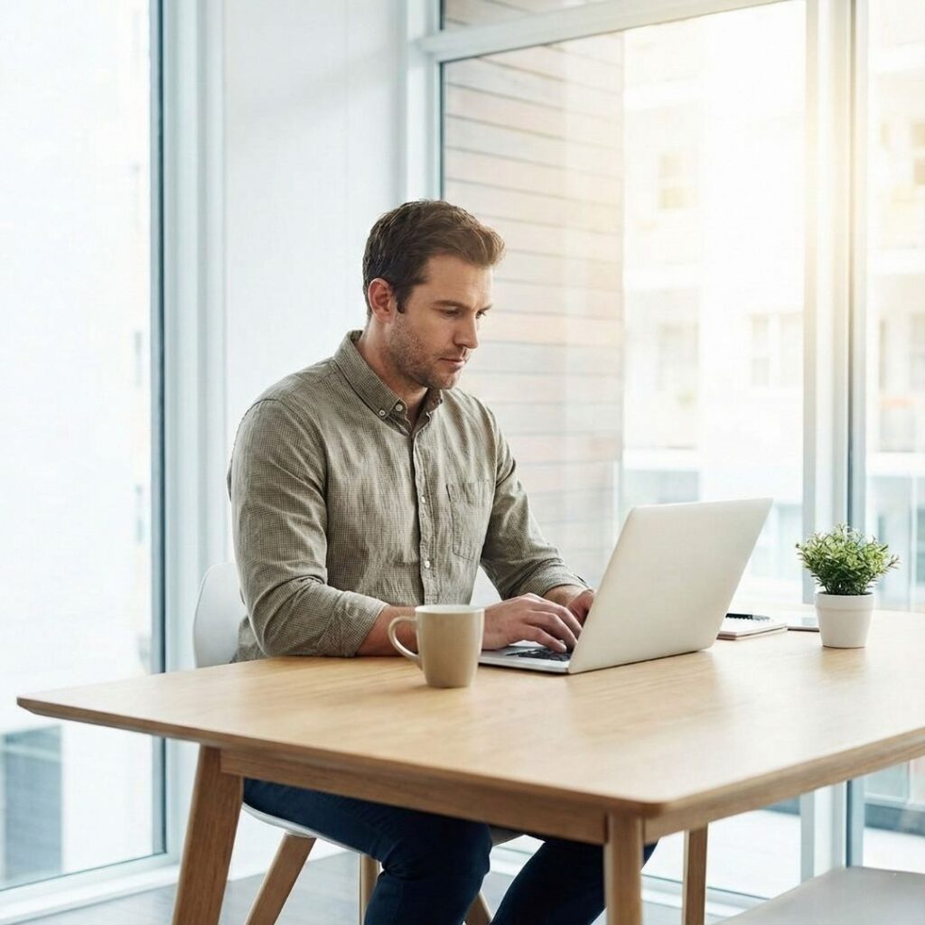 a man working on a computer