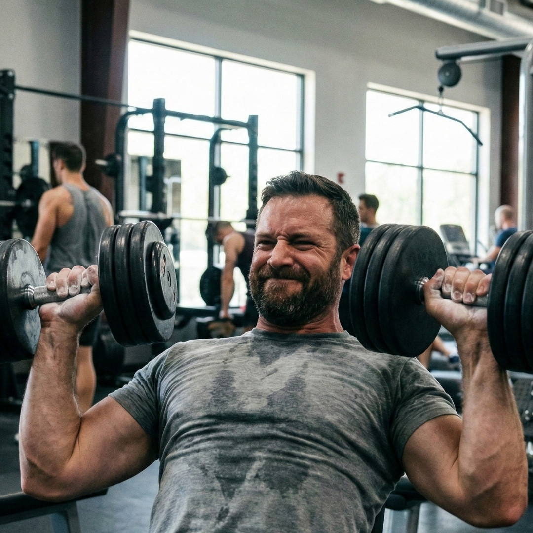a man lifting weights in a gym
