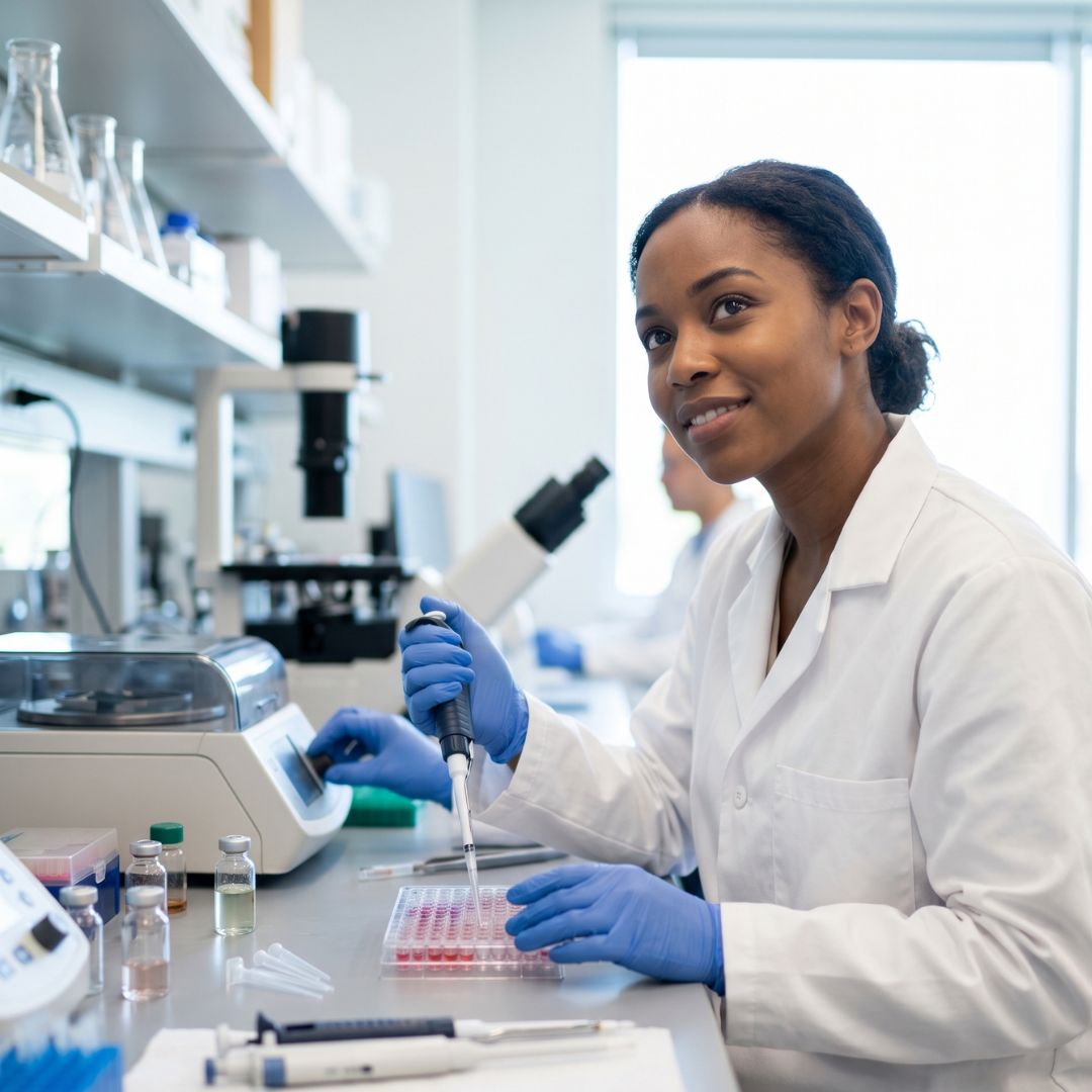 woman in lab coat